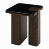 Pima Side End Table | 16" Black Marble Top | Dark Walnut Brown Base