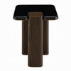 Pima Side End Table | 16" Black Marble Top | Dark Walnut Brown Base