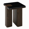 Pima Side End Table | 16" Black Marble Top | Dark Walnut Brown Base