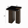 Pima Side End Table | 16" Black Marble Top | Dark Walnut Brown Base