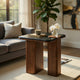 Pima Side End Table | 16" Black Marble Top | Dark Walnut Brown Base