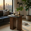 Pima Side End Table | 16" Black Marble Top | Dark Walnut Brown Base