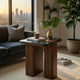 Pima Side End Table | 16" Black Marble Top | Dark Walnut Brown Base