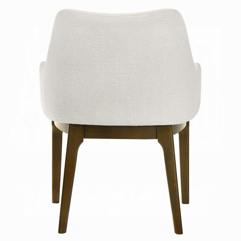 Pery Dining Side Chair Set of 2 | White Chenille | Angled Oak Brown Legs