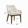 Pery Dining Side Chair Set of 2 | White Chenille | Angled Oak Brown Legs
