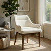 Pery Dining Side Chair Set of 2 | White Chenille | Angled Oak Brown Legs