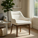 Pery Dining Side Chair Set of 2 | White Chenille | Angled Oak Brown Legs