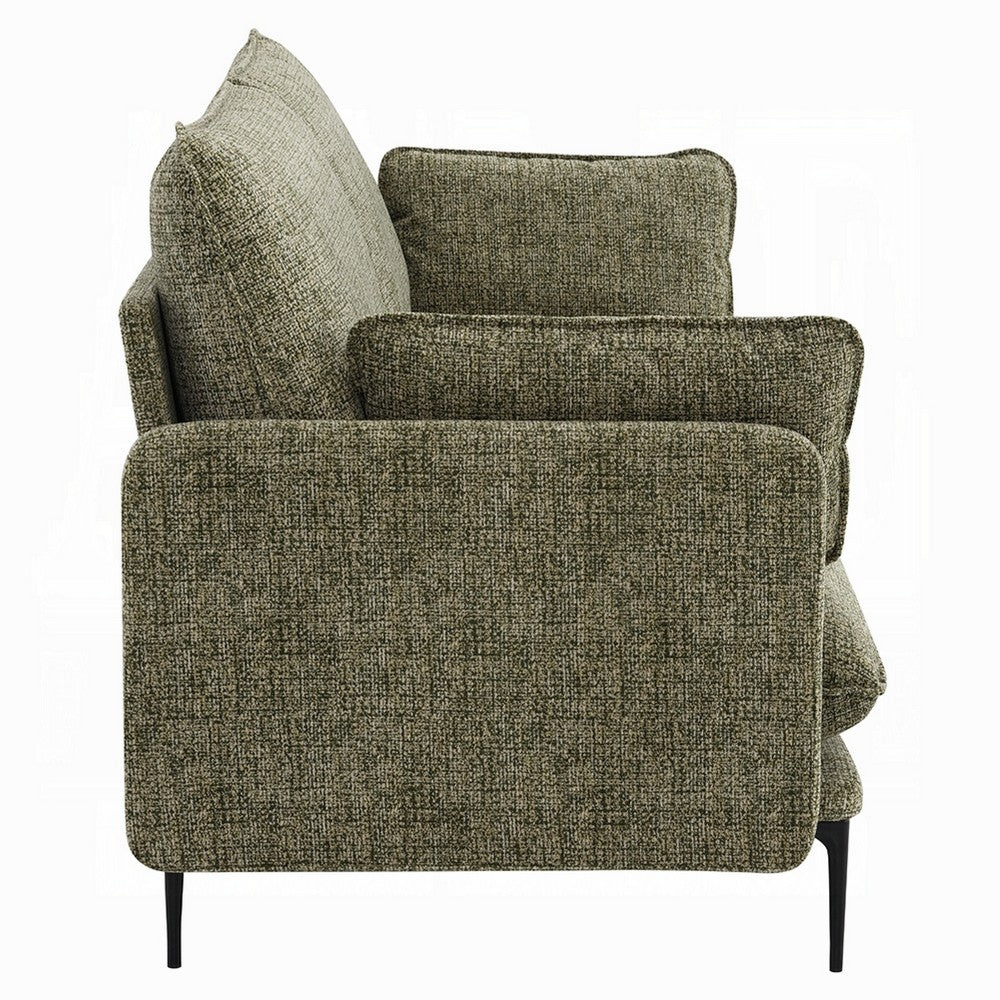 Dima Sofa with 2 Pillows | Green Chenille Upholstered Cushions | 75"