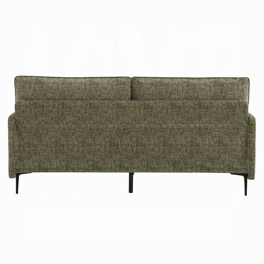 Dima Sofa with 2 Pillows | Green Chenille Upholstered Cushions | 75"