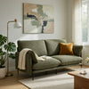 Dima Sofa with 2 Pillows | Green Chenille Upholstered Cushions | 75"