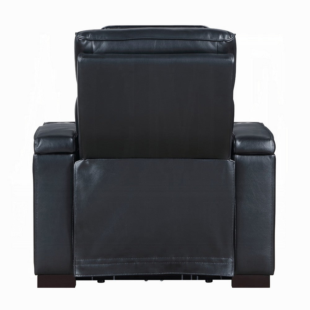 Pera Power Glider Recliner Chair with LED | USB Console | Black Faux Leather