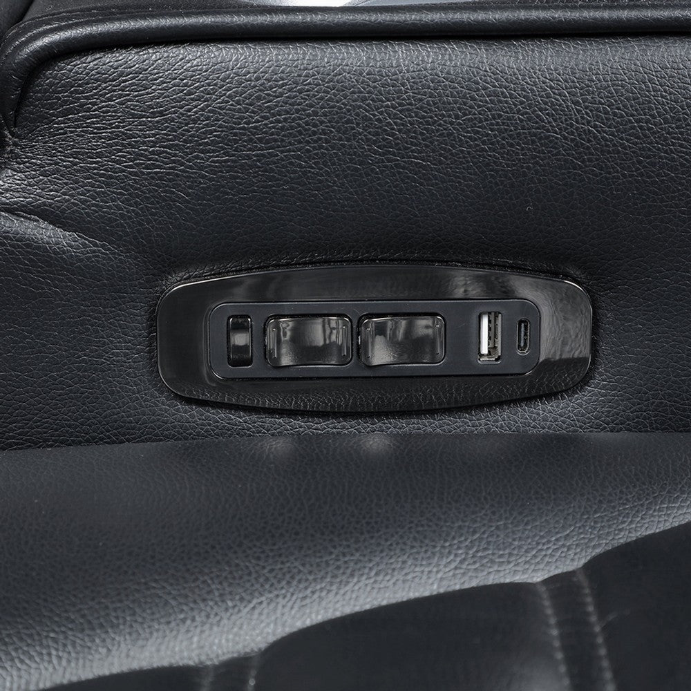 Pera Power Glider Recliner Chair with LED | USB Console | Black Faux Leather