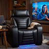 Pera Power Glider Recliner Chair with LED | USB Console | Black Faux Leather