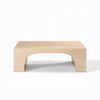 Pia Coffee Table | 48" Scandi Travertine Top | Natural Brown Arch Base