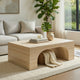 Pia Coffee Table | 48" Scandi Travertine Top | Natural Brown Arch Base