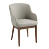 Hima Dining Side Chair Set of 2 | Gray Faux Leather | Walnut Brown Wood