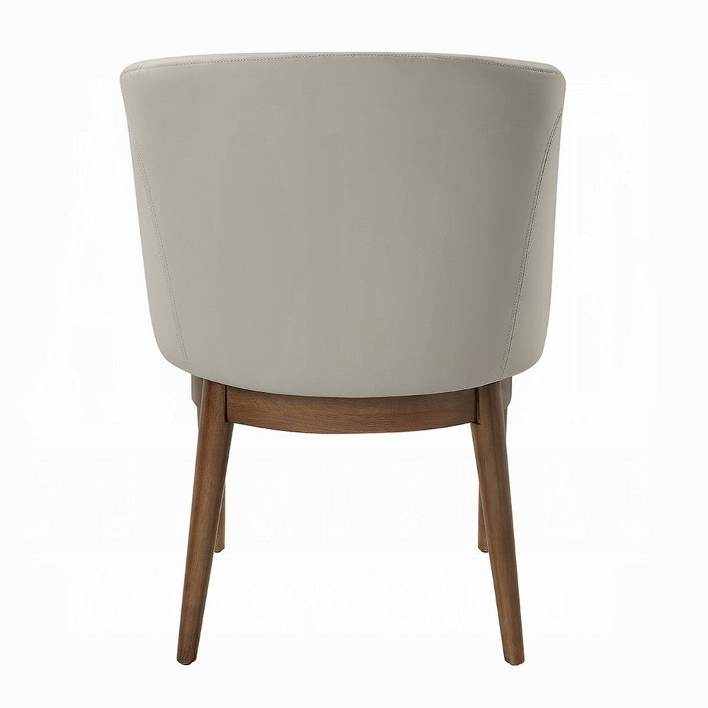 Hima Dining Side Chair Set of 2 | Gray Faux Leather | Walnut Brown Wood