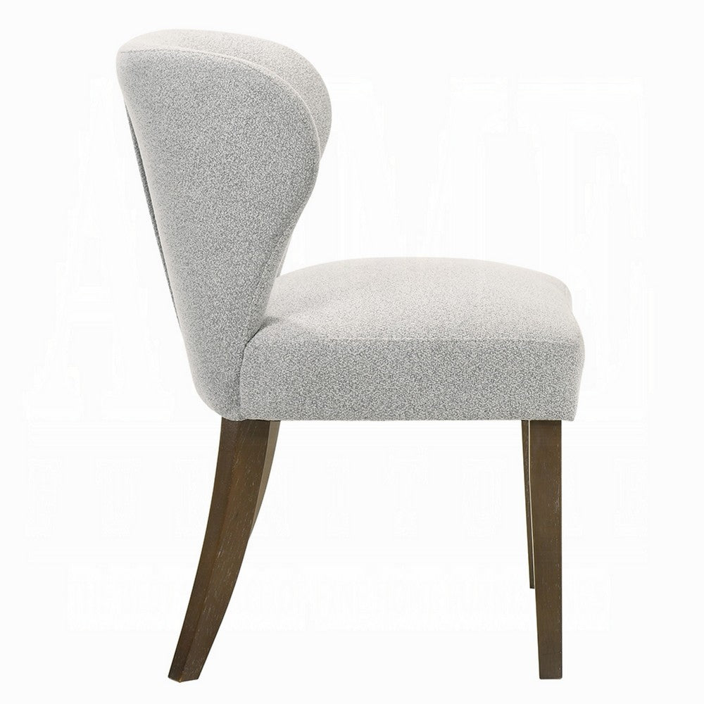 Dea Dining Side Chair Set of 2 | Wingback Gray Chenille | Walnut Brown