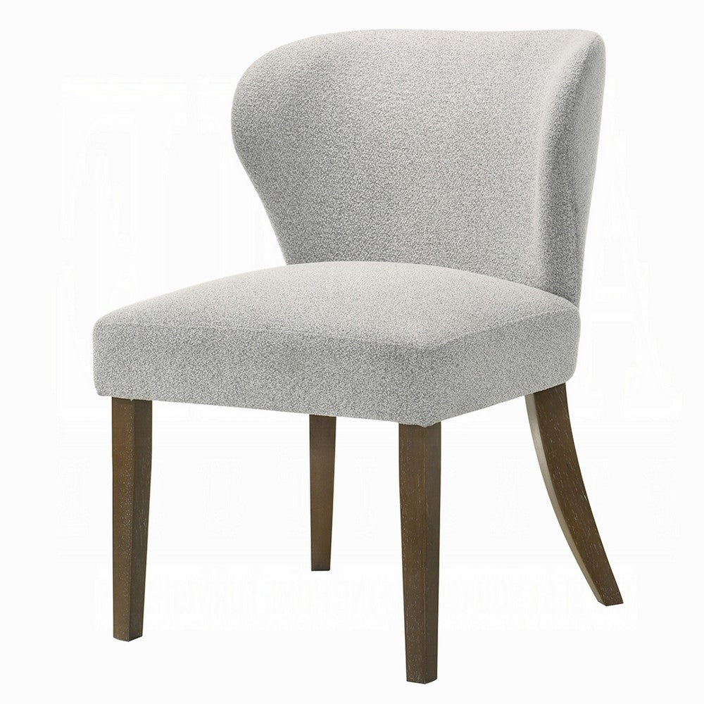 Dea Dining Side Chair Set of 2 | Wingback Gray Chenille | Walnut Brown