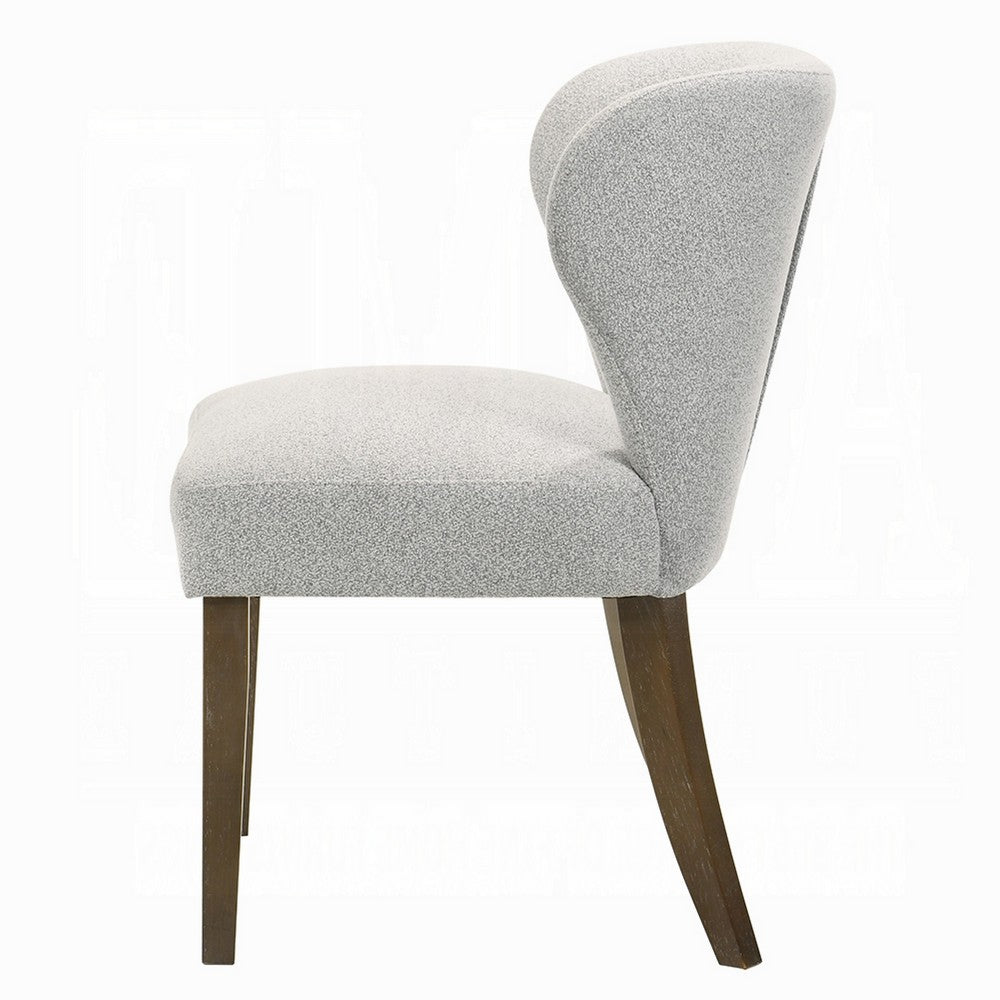 Dea Dining Side Chair Set of 2 | Wingback Gray Chenille | Walnut Brown
