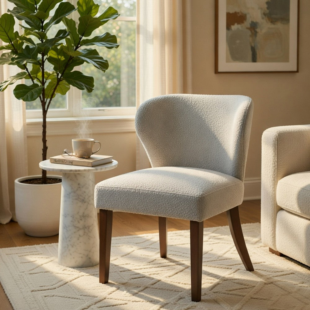 Dea Dining Side Chair Set of 2 | Wingback Gray Chenille | Walnut Brown