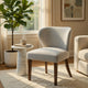 Dea Dining Side Chair Set of 2 | Wingback Gray Chenille | Walnut Brown