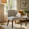 Dea Dining Side Chair Set of 2 | Wingback Gray Chenille | Walnut Brown