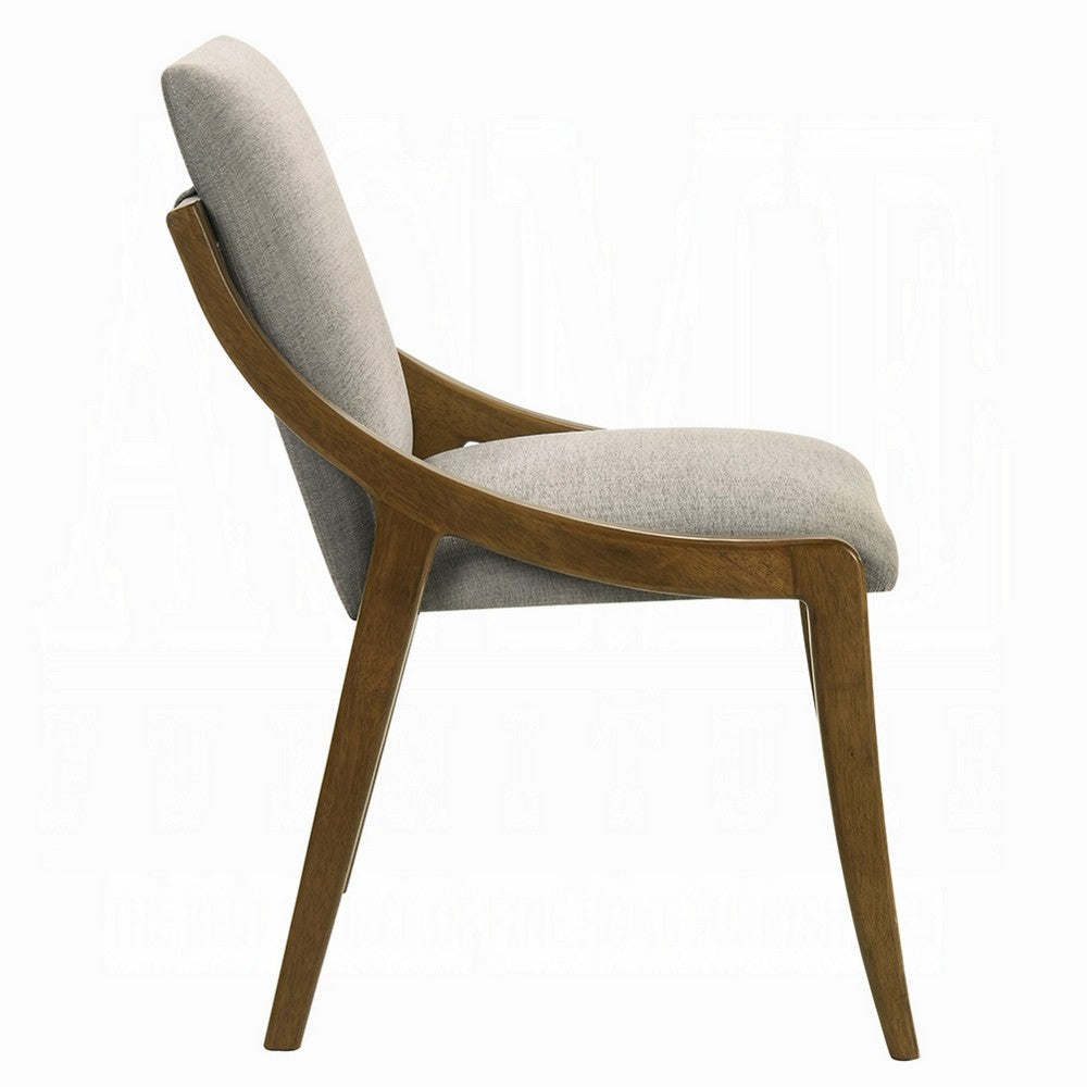 Kea Dining Side Chair Set of 2 | Gray Chenille | Vintage Oak Brown Frame