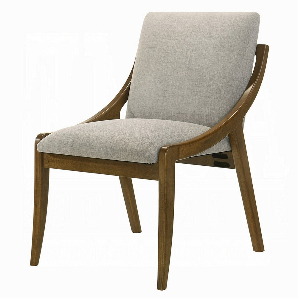 Kea Dining Side Chair Set of 2 | Gray Chenille | Vintage Oak Brown Frame