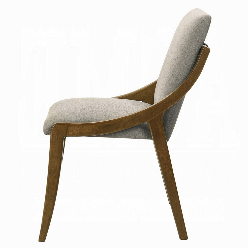 Kea Dining Side Chair Set of 2 | Gray Chenille | Vintage Oak Brown Frame