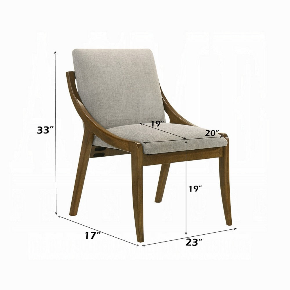 Kea Dining Side Chair Set of 2 | Gray Chenille | Vintage Oak Brown Frame