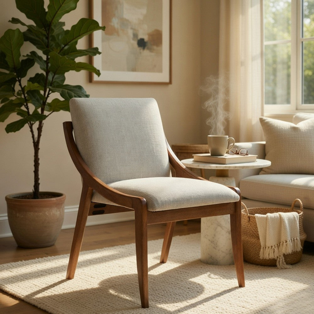 Kea Dining Side Chair Set of 2 | Gray Chenille | Vintage Oak Brown Frame