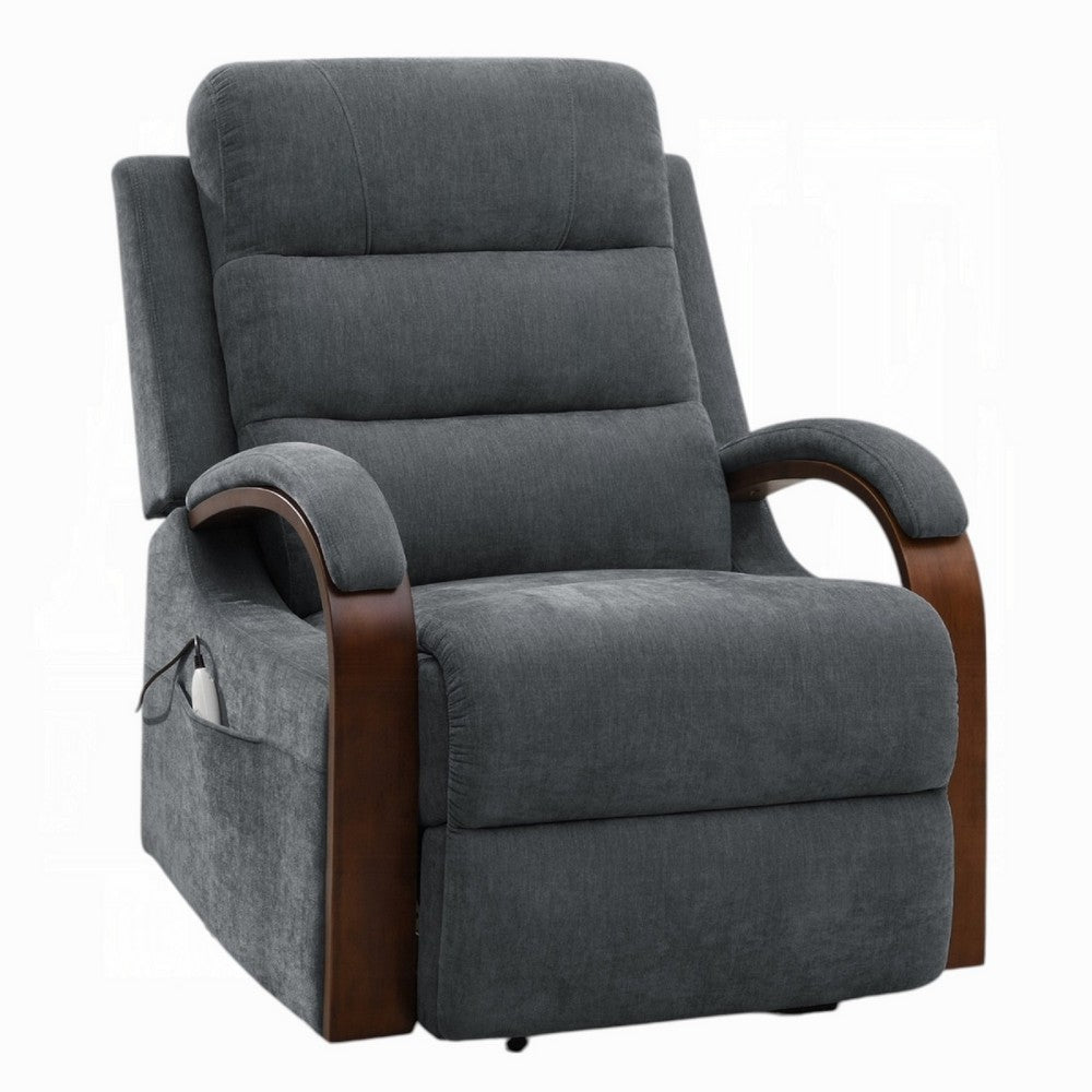 Jea Power Recliner Armchair with Lift Heating Massage | Gray Chenille Fabric