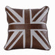 Bran Accent Pillow Set of 2 | Union Jack Brown Top Grain Leather | Gray 20"