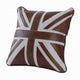 Bran Accent Pillow Set of 2 | Union Jack Brown Top Grain Leather | Gray 20"