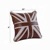 Bran Accent Pillow Set of 2 | Union Jack Brown Top Grain Leather | Gray 20"