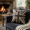 Bran Accent Pillow Set of 2 | Union Jack Brown Top Grain Leather | Gray 20"