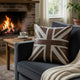 Bran Accent Pillow Set of 2 | Union Jack Brown Top Grain Leather | Gray 20"
