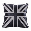 Bran Accent Pillow Set of 2 | Union Jack Black Top Grain Leather | Gray 20"