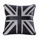 Bran Accent Pillow Set of 2 | Union Jack Black Top Grain Leather | Gray 20"