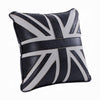 Bran Accent Pillow Set of 2 | Union Jack Black Top Grain Leather | Gray 20"