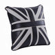 Bran Accent Pillow Set of 2 | Union Jack Black Top Grain Leather | Gray 20"
