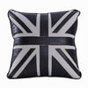 Bran Accent Pillow Set of 2 | Union Jack Black Top Grain Leather | Gray 20"