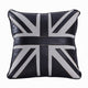 Bran Accent Pillow Set of 2 | Union Jack Black Top Grain Leather | Gray 20"