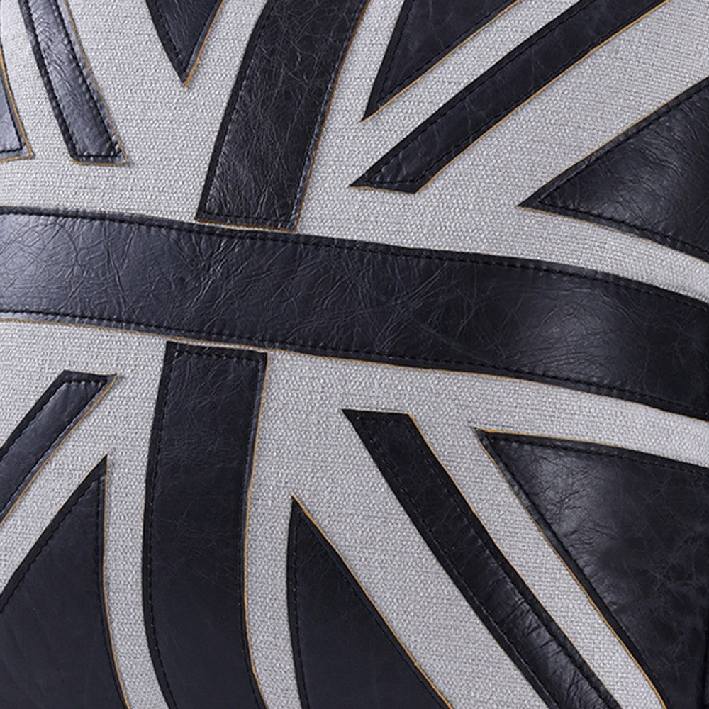 Bran Accent Pillow Set of 2 | Union Jack Black Top Grain Leather | Gray 20"