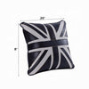 Bran Accent Pillow Set of 2 | Union Jack Black Top Grain Leather | Gray 20"