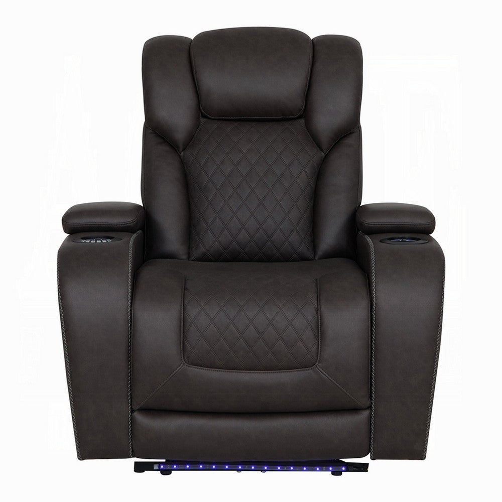 Pija Power Motion Recliner with Storage | USB & LED Lighting | Dark Gray