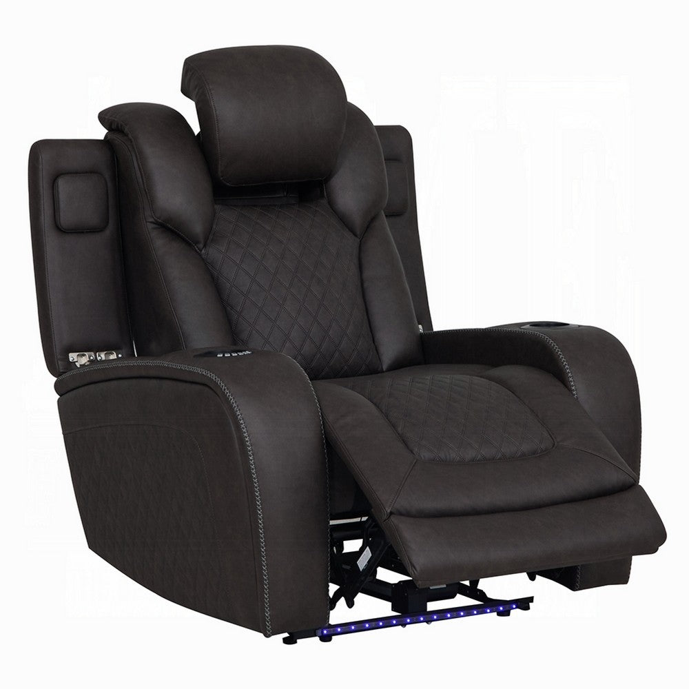 Pija Power Motion Recliner with Storage | USB & LED Lighting | Dark Gray
