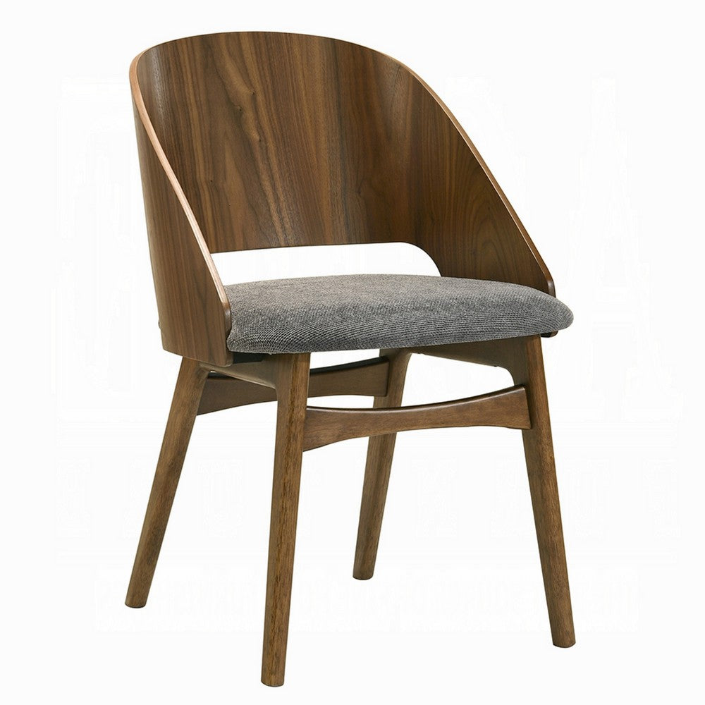 Dio Dining Side Chair Set of 2 | Open Cut Curved Back | Walnut Brown