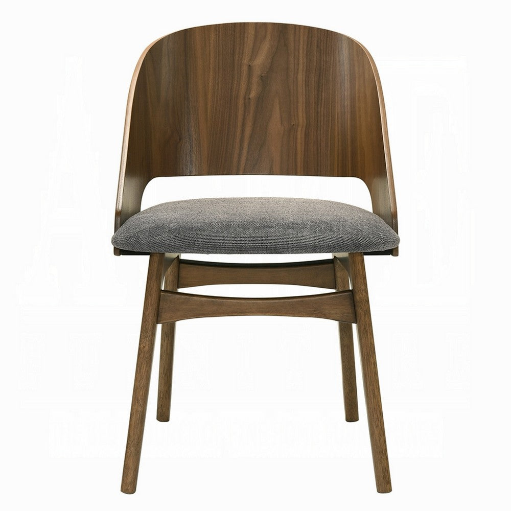 Dio Dining Side Chair Set of 2 | Open Cut Curved Back | Walnut Brown